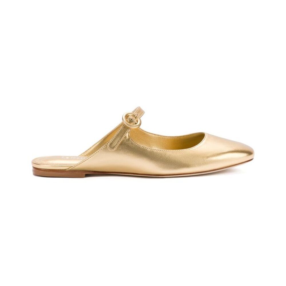 Larroude Blair Leather Flat Mule, Metallic